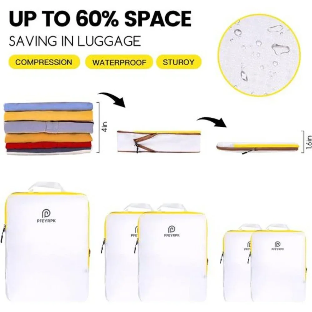 Lightweight Compression Packing Cubes for Suitcases, Compressible Expandable